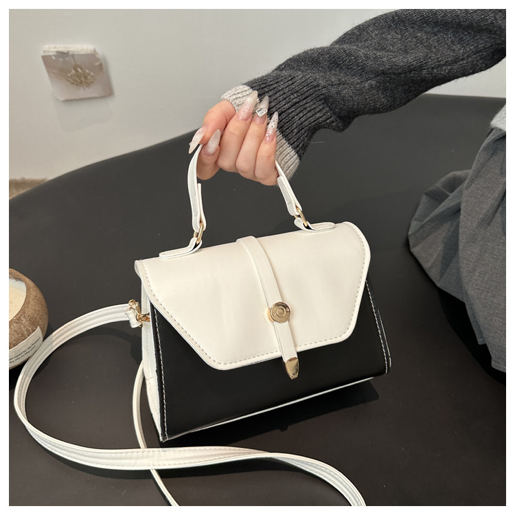 Women's Small Pu Leather Color Block Classic Style Square Magnetic Buckle Crossbody bag BAX display picture 2
