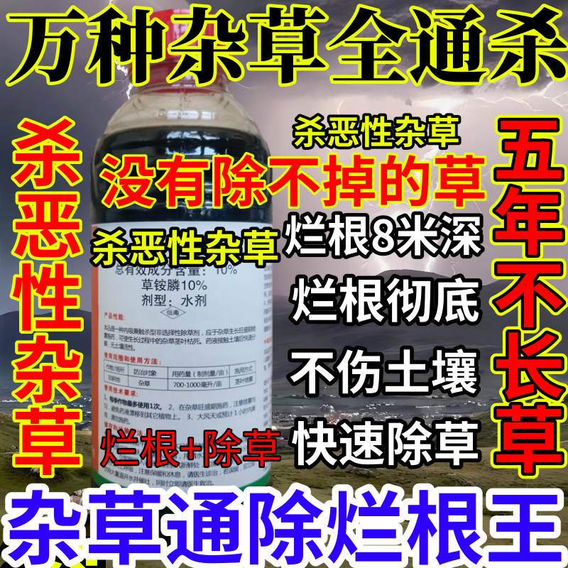 万种杂草全通杀精草铵膦铵盐果园烂根小飞蓬耕地强效除草剂烂根王
