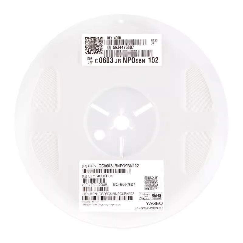 CC0603JRNPO0BN102 1nF ±5%100V NPO封装0603原装正品贴片电容器