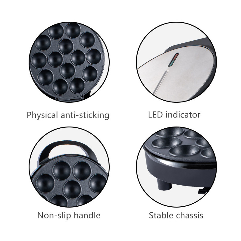 Máquina de albóndigas de gran capacidad de 14 hoyos máquina de pan de pulpo para hornear máquina de pastel redondo máquina de desayuno máquina eléctrica Archivo de pastel