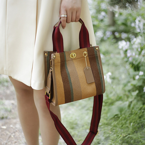 Bags for women  new cross-border fashion portable tote bag large capacity canvas contrasting color commuter shoulder crossbody bag