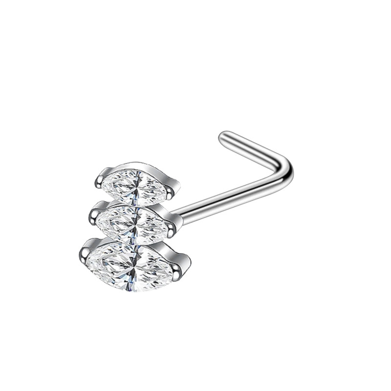 Bent Rod Stainless Steel Fashion Zircon Side Nose Stud Fine Needle Piercing Earring Yiwu Source Manufacturer Wholesale_voghion.com