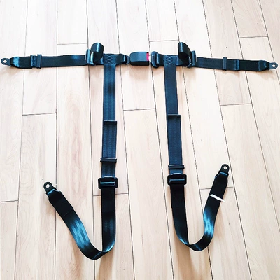 Car seat belt for Utv Ssv Go - black-side-insertion-four-point-safety-belt