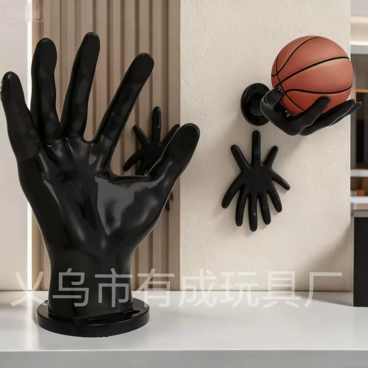仿真手模篮球饰品足球装饰品篮球展示架足球展示架装饰品摆件批发