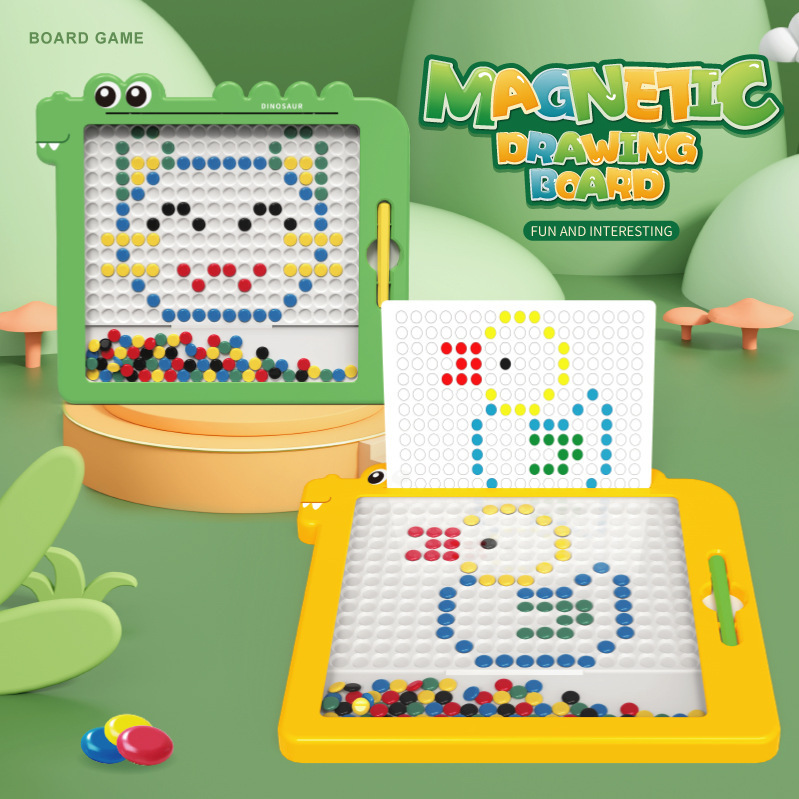 Venta caliente transfronteriza de plástico dinosaurio magnético pluma magnética tablero de dibujo ejercicio de los niños ilustración rompecabezas magnético juguetes educativos