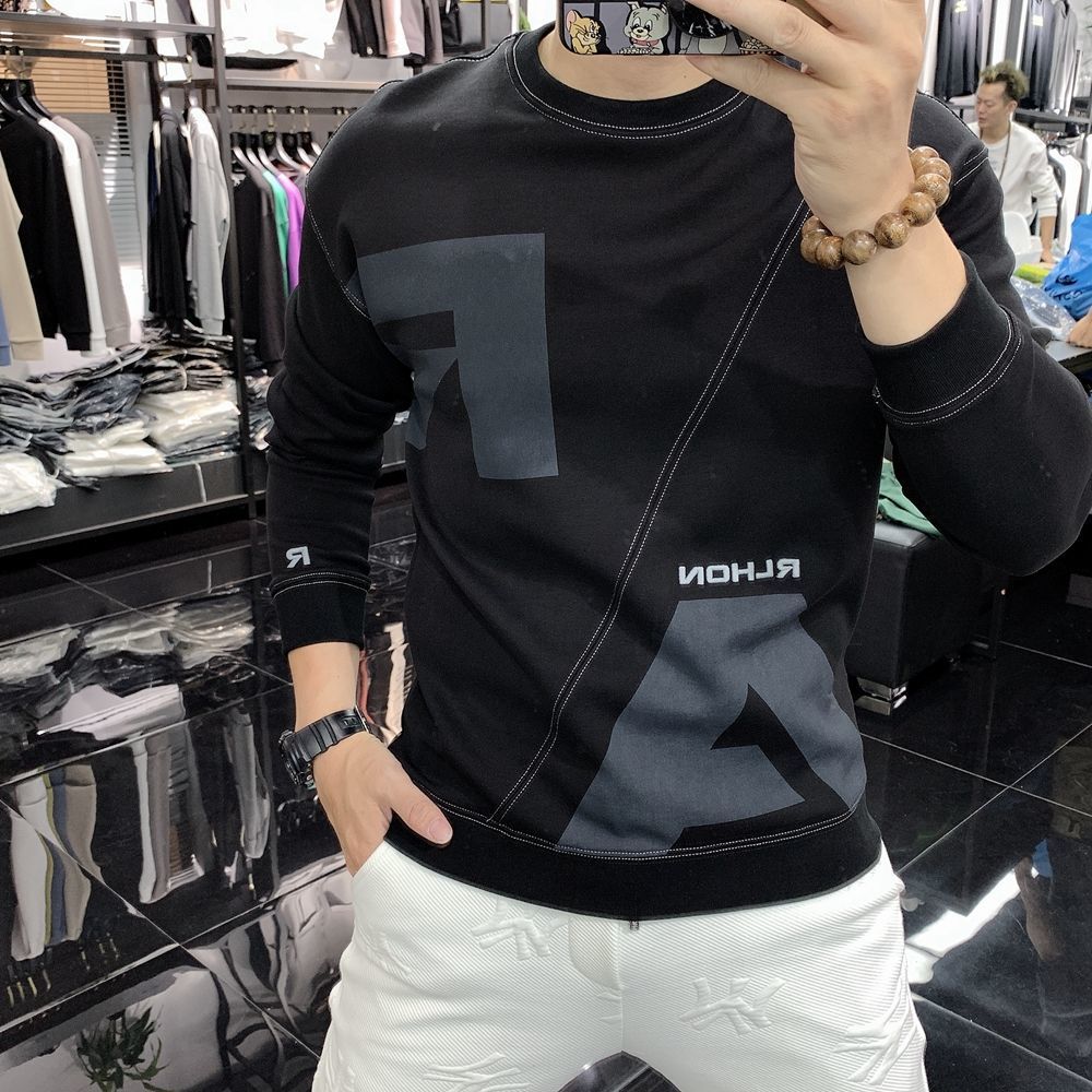 boy Thin/Fleece Slim Fit Spring Autumn Winter Crew Neck Sweatshirt Pullover Base Shirt Men's Youth T-Shirt Long Sleeve Top_voghion.com