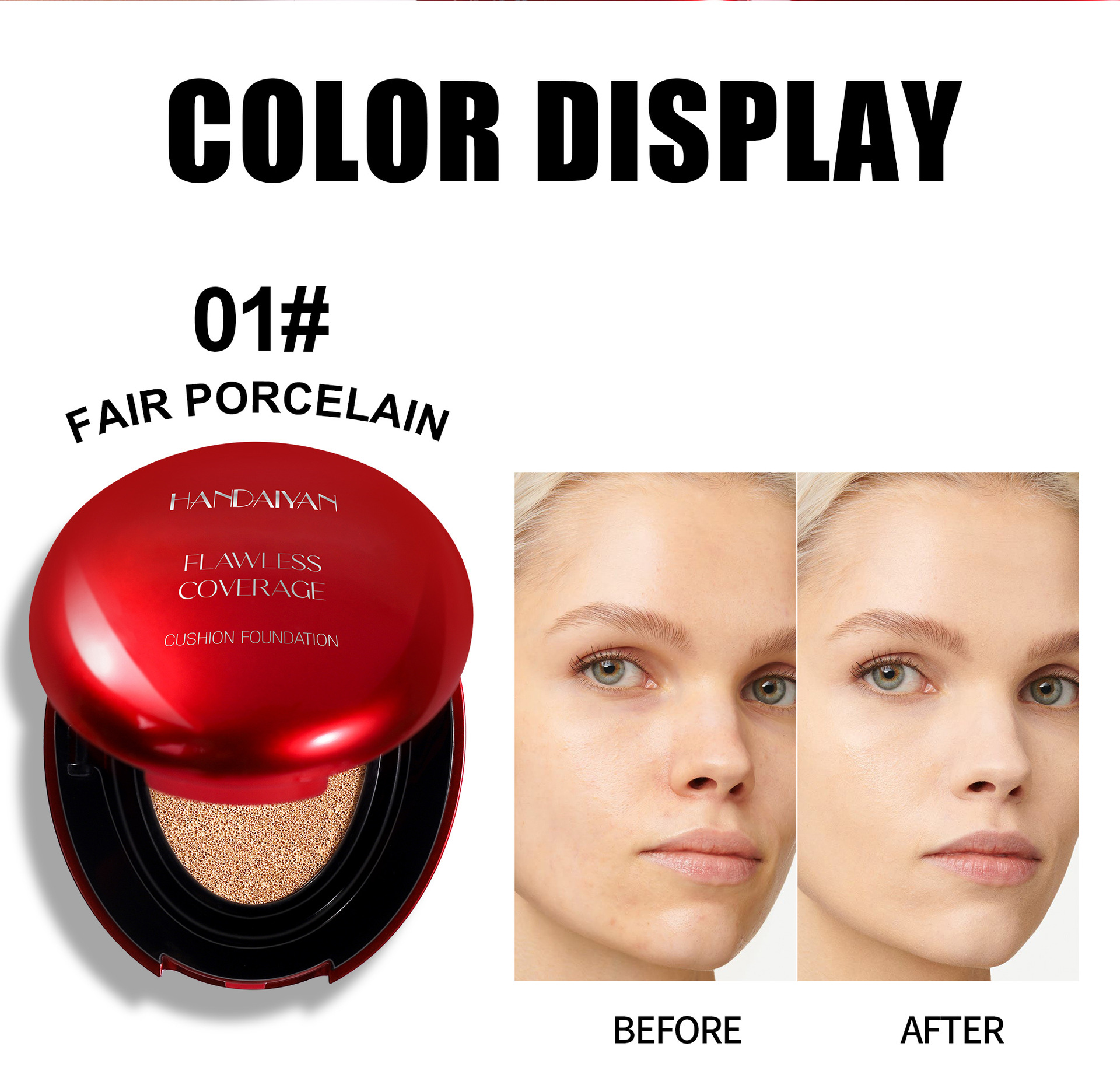 The cross-border foundation provides long-lasting concealer without smudge, and does not cause powder to stick on oily skin. The handaiyan red shell foundation does not come off undefined