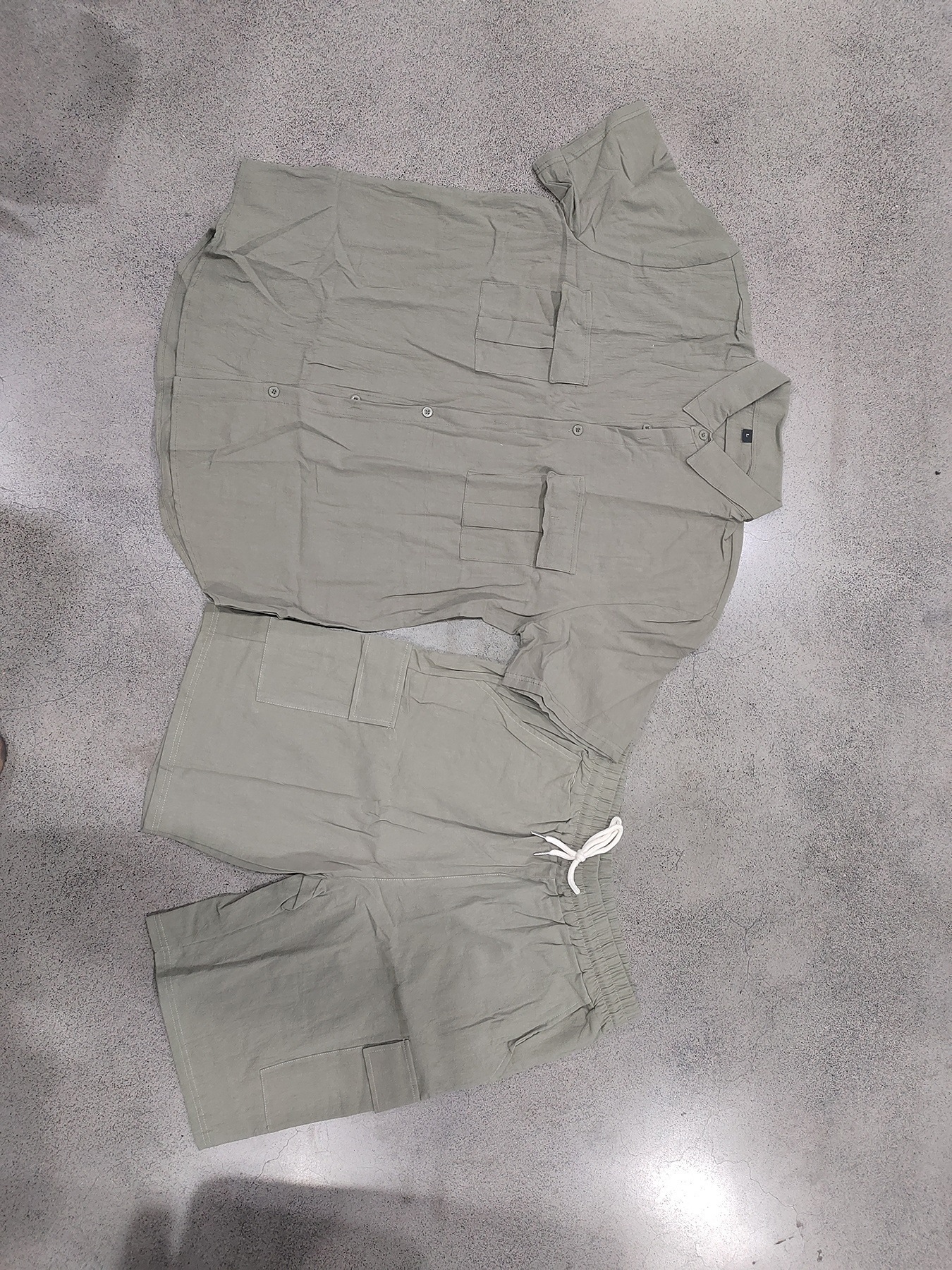 Men's Summer Linen Shirt And Work Shorts Set Casual Sports Outdoor Loose Fit Short Sleeved Collared Suit_viptrois.com