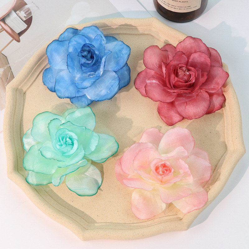 Handmade DIY Flowers Super Fairy Stereo Gradient Color Pink Blue Mesh Flower Accessories Clothing Accessories Jewelry Pendants