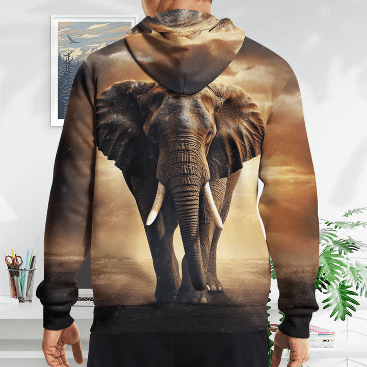 Sweat à capuche garçon motif éléphant impression 3d pull_voghion.com