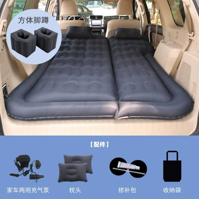 for Road Trips – Vehicle-mounted inflatable bed - suv-honeycomb-double-sided-oxford-black-with-family-car-dual-purpose-pump-2-square-piers