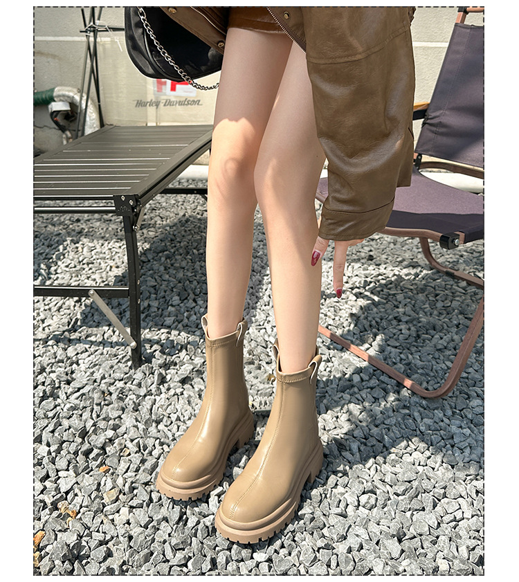 Damen Stiefeletten Aus Echtleder Mit Dicker Plateau Sohle_voghion.com