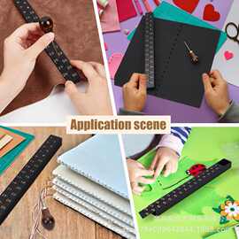 木制签名打孔工具书籍装订工具带刻度尺DIY 手工艺品打孔指引套装