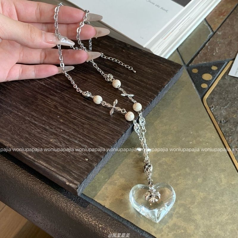 ins甜酷爱心吊坠项链女款小众设计长款个性毛衣链卫衣链挂脖配饰|undefined