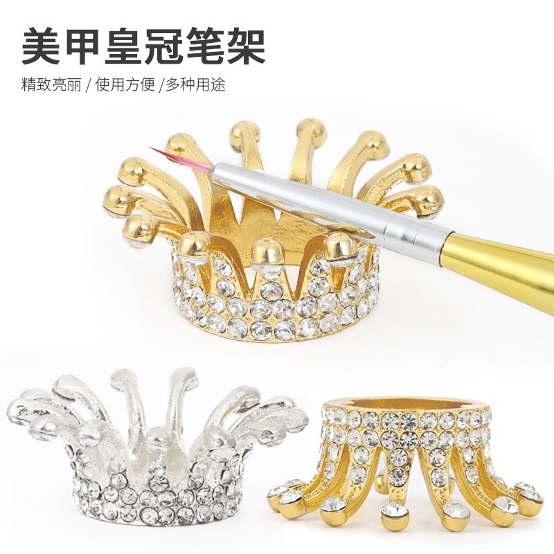 Cruz-frontera uñas corona pluma titular aleación rhinestone oro plata vintage pintado pluma titular almacenamiento herramienta al por mayor