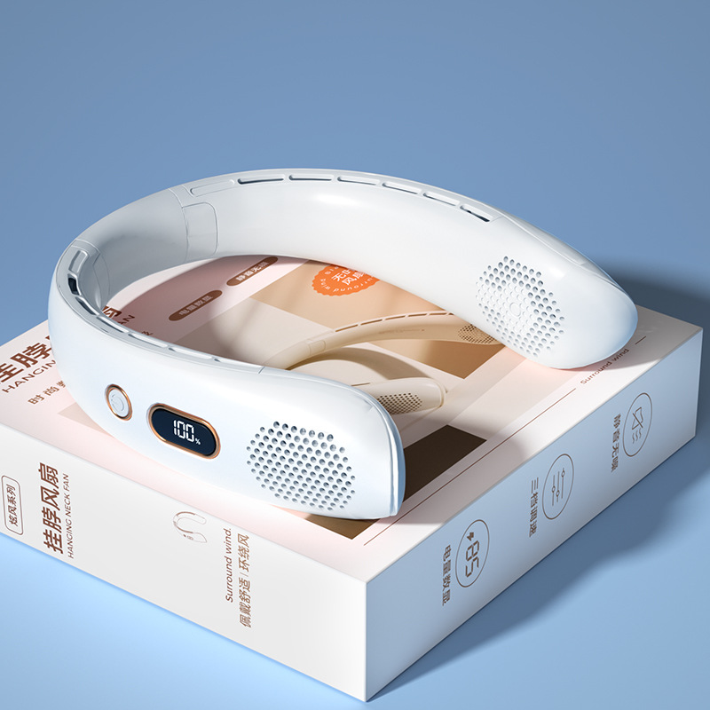 Ventilador de Cuello Portátil 2023, Plegable, Recargable por USB, con Pantalla Digital, Mini Ventilador de Mano para Exteriores