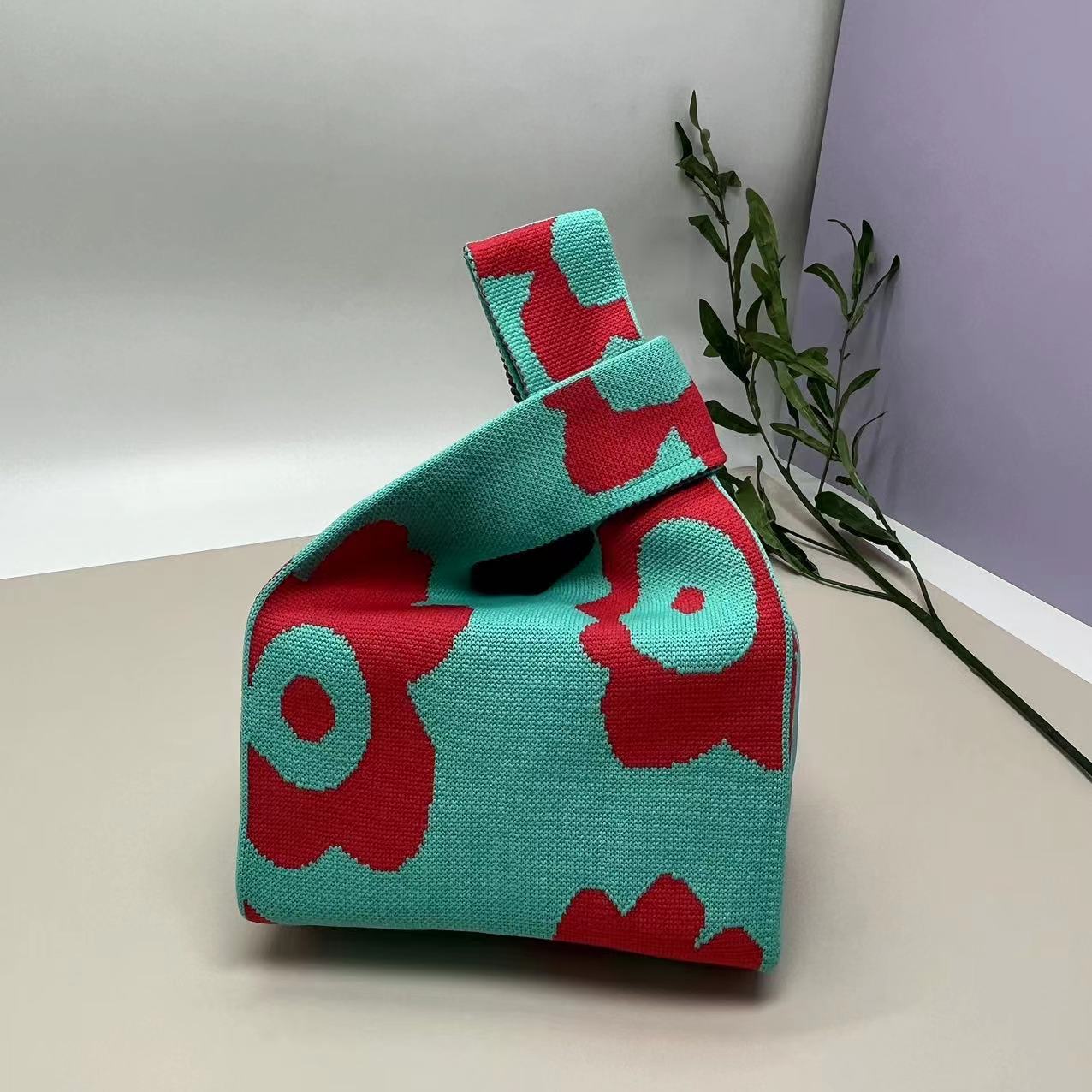 Bolso de mano tejido para embalaje de regalos, bolso tejido con múltiples patrones, estilo ins, bolso tejido para mujer, mini versátil.