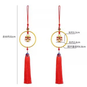 Año Nuevo bambú pequeño colgante linterna hecha a mano DIY material de cuerda colorida linterna Festival de Primavera auspiciosa escoba colgante