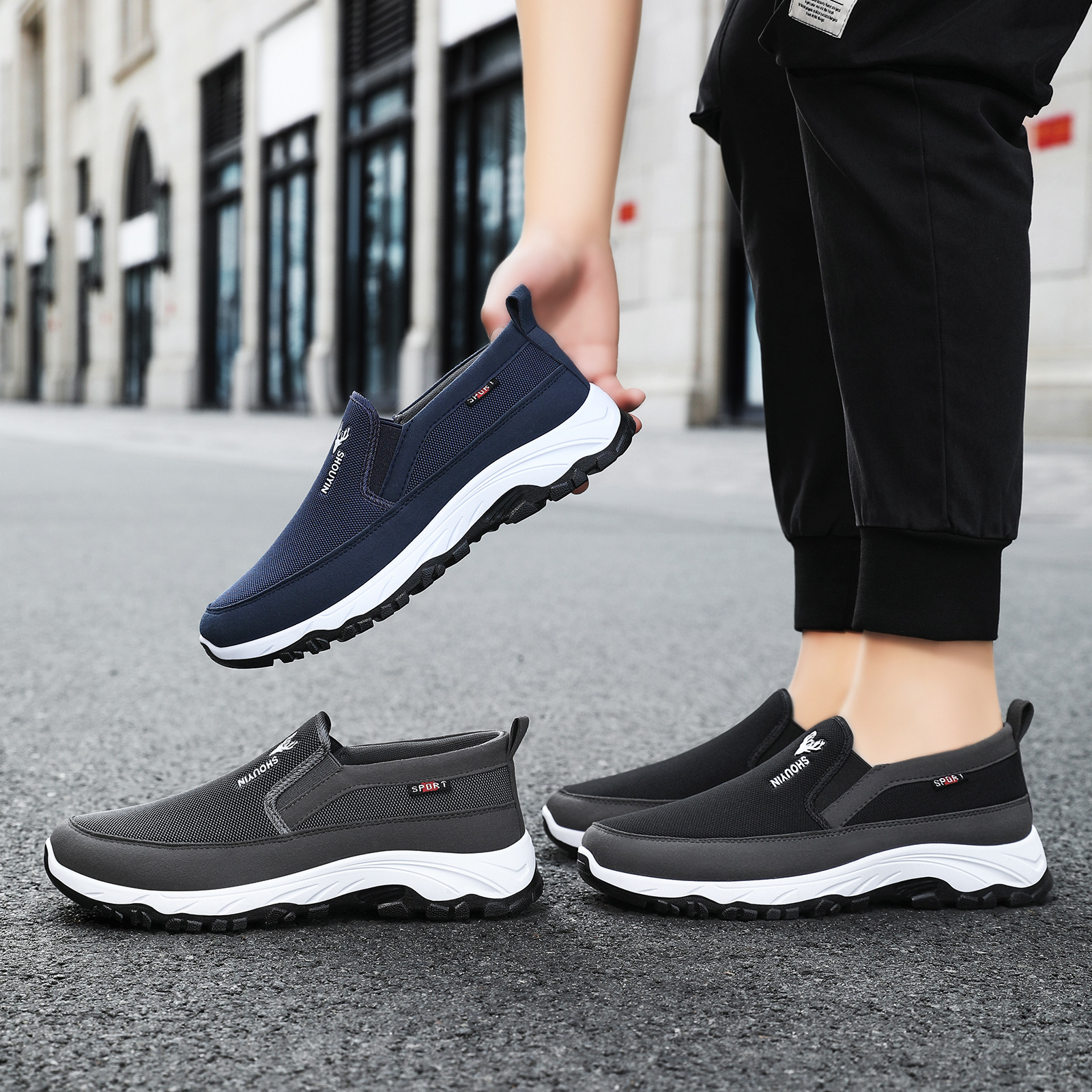 Zapatos de Hombre, Nuevo Estilo, Zapatos de Tela Sin Cordones, Zapatos Casuales para Transmisión en Vivo, Dropshipping, Zapatos Casuales con Suela Suave, Mocasines