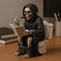 死神马桶摆件新品FigurineGrim跨境树脂雕像中指ToiletReaper