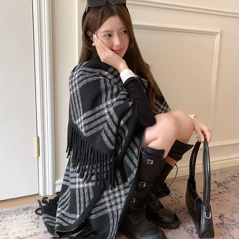 Retro universal chapa de cuadrillas mujeres otoño invierno mirad bufandas bordas mantas cálidas de alta calidad mantas