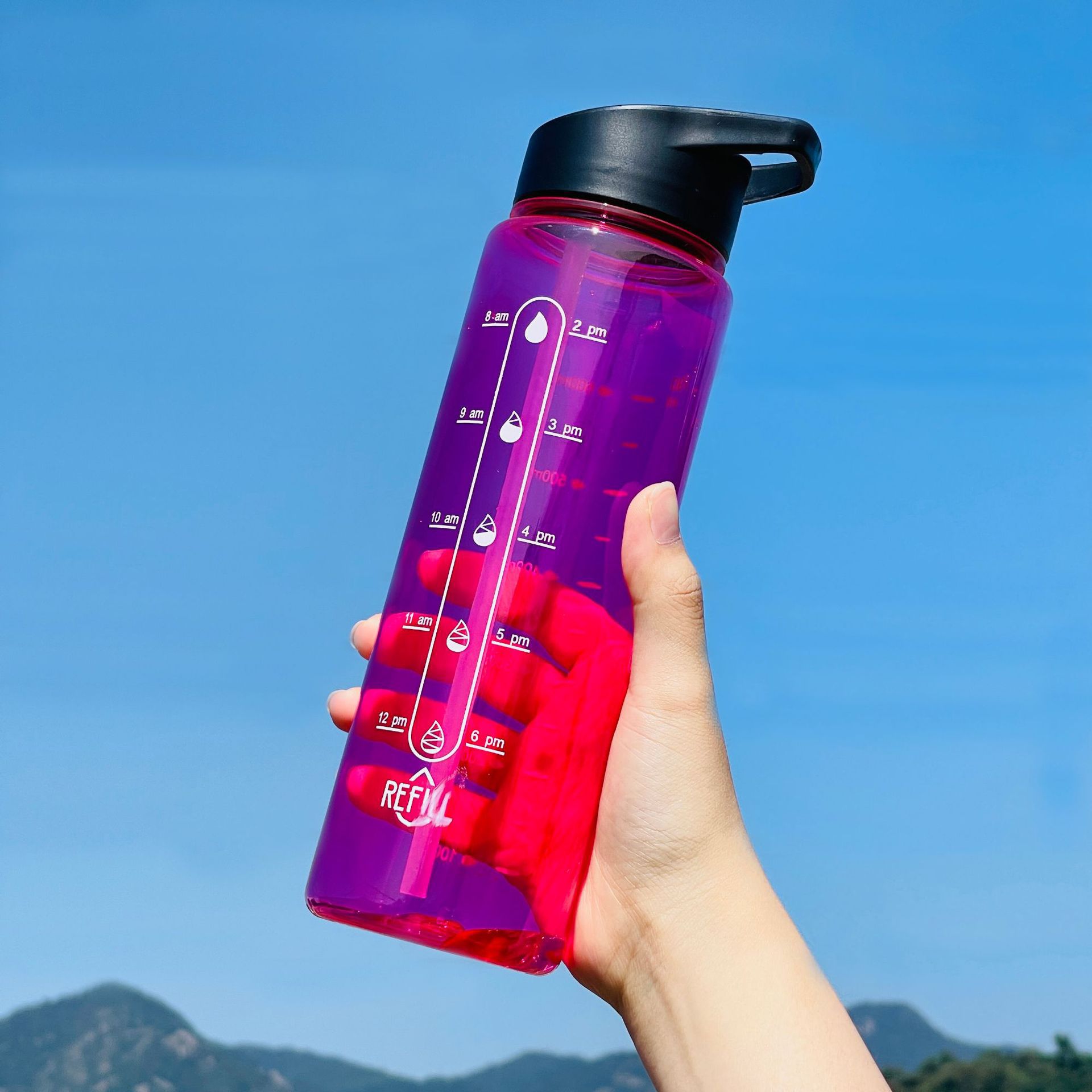 Taza de paja Kapi Barakatong con cierre Taza de mano Taza de plástico para deportes y fitness Taza de agua espacial para hombres y mujeres