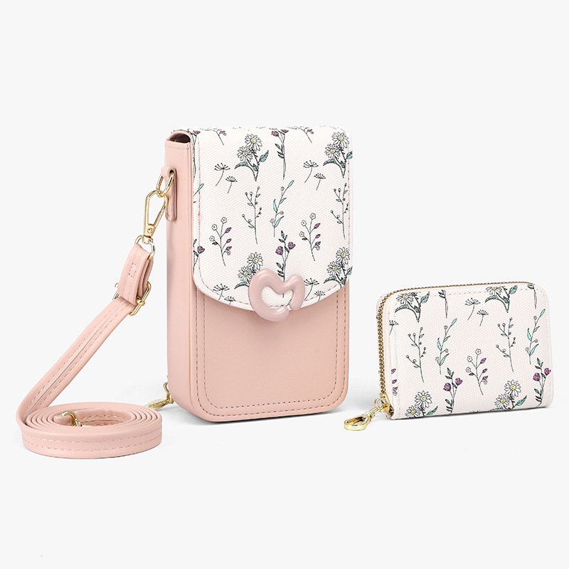 Monedero vertical para teléfono móvil, bolso pequeño de mensajero, bolso de teléfono móvil multicapa, flor, bolso de teléfono móvil multifuncional simple, moda femenina