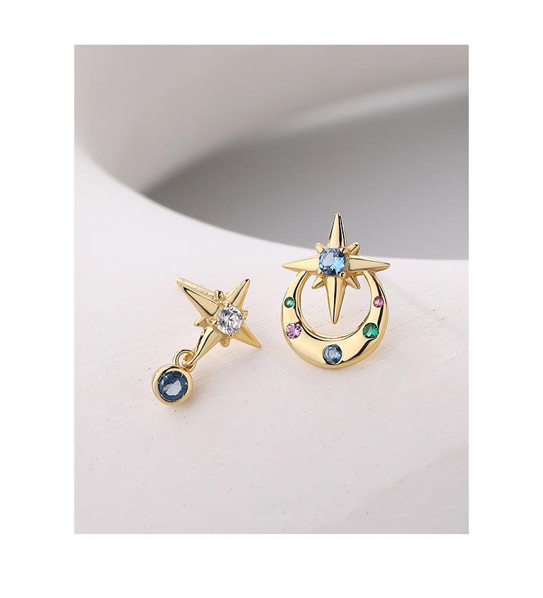 Fashion Star Sterling Silver Plating Inlay Zircon Ear Studs 1 Pair