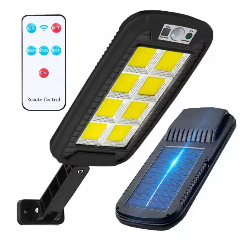 Solar street lamp with motion sensor and remote control, high luminosity, waterproof, 4–16 cells