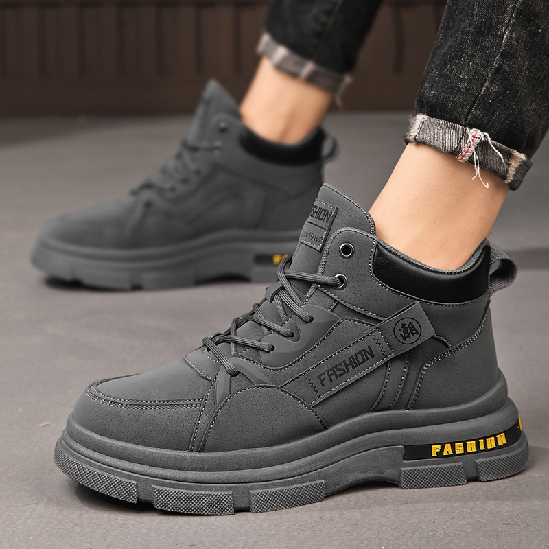 Otoño e invierno nuevos hombres de suela gruesa alta Martin botas casuales de cuero retro botas cortas ropa de trabajo en vivo botas de hombre al aire libre