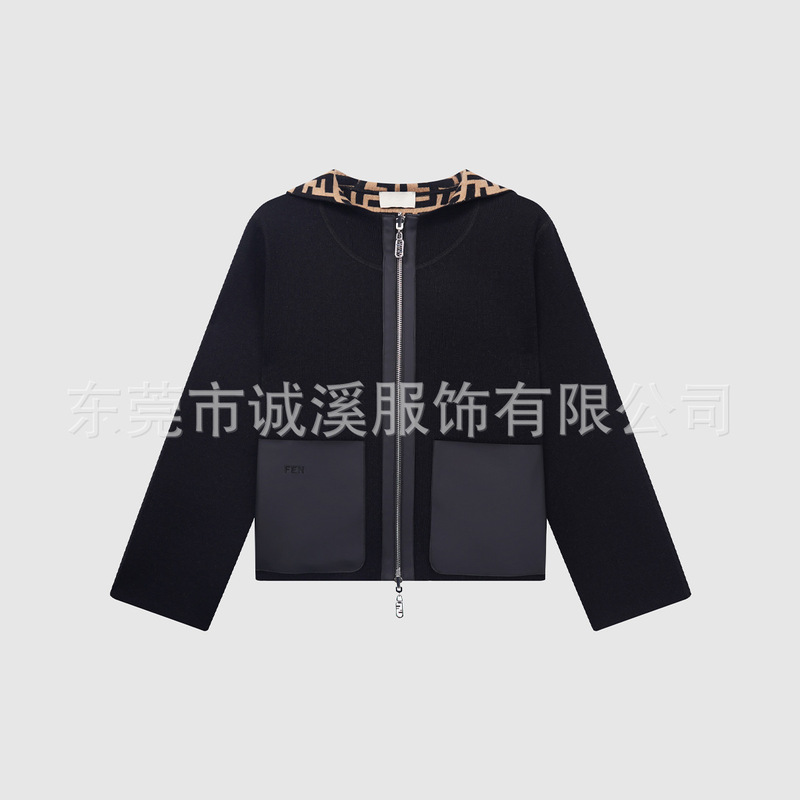[F Family Double-Sided Jacquard Zipper Knit Jacket] 2025 Autumn New Double-Sided Fashionable Cardigan Top