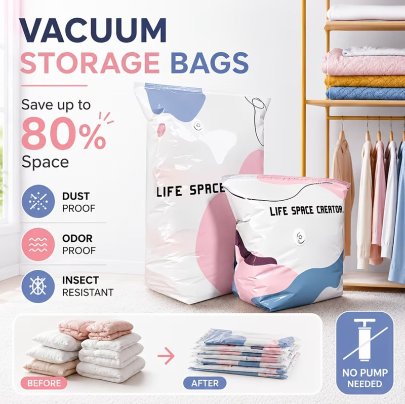 Upgraded 3D vacuum compression bags for clothes, garments, bedding, luggage, and travel quilts, enlarged and thickened Upgraded 3D vacuum compression bags for clothes, garments, bedding, luggage, and travel quilts, enlarged and thickened
