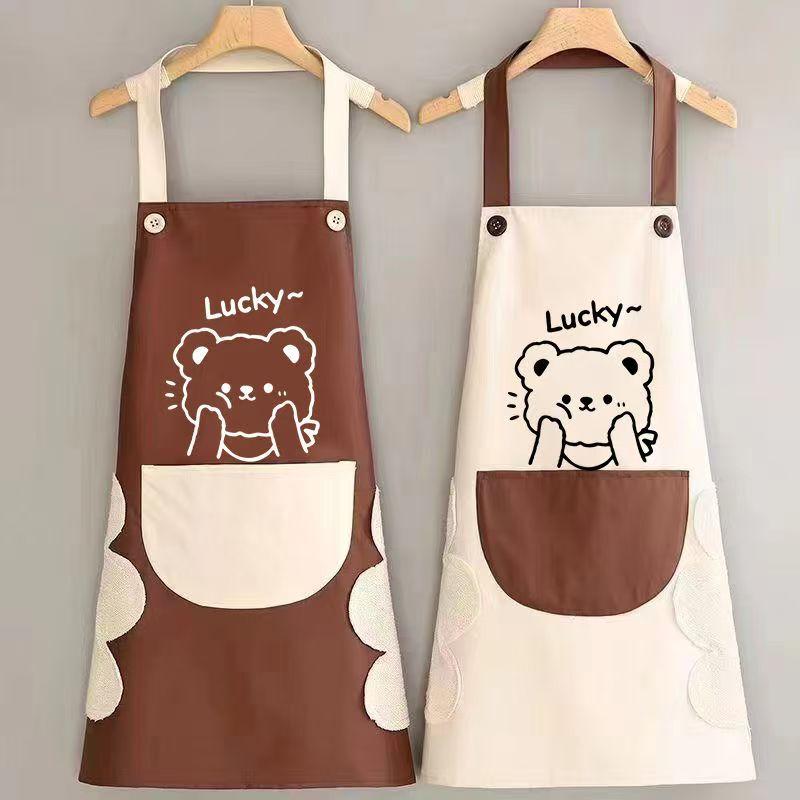 Hand-Wipeable Apron, Waterproof and Oil-Proof, Home Kitchen, Women's Fashionable and Cute Work-Resistant Apron, Men's Catering Apron