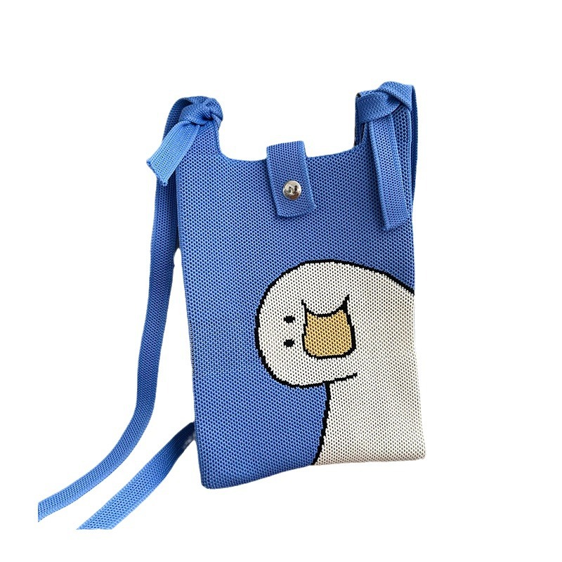 Linda bolsa de teléfono móvil de punto dulce, mensajero de un solo hombro, mini bolsa multiusos, textura, bolso de mano casual al por mayor