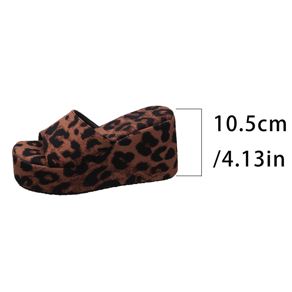 Women's Leopard Print Wedge Sandals European American Style Summer New Thick Sole Platform One Strap Size 43_vogvips.com