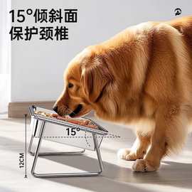 不锈钢狗盆狗碗宠物碗水碗狗狗喝水增高架护颈不锈钢饭碗猫粮猫碗