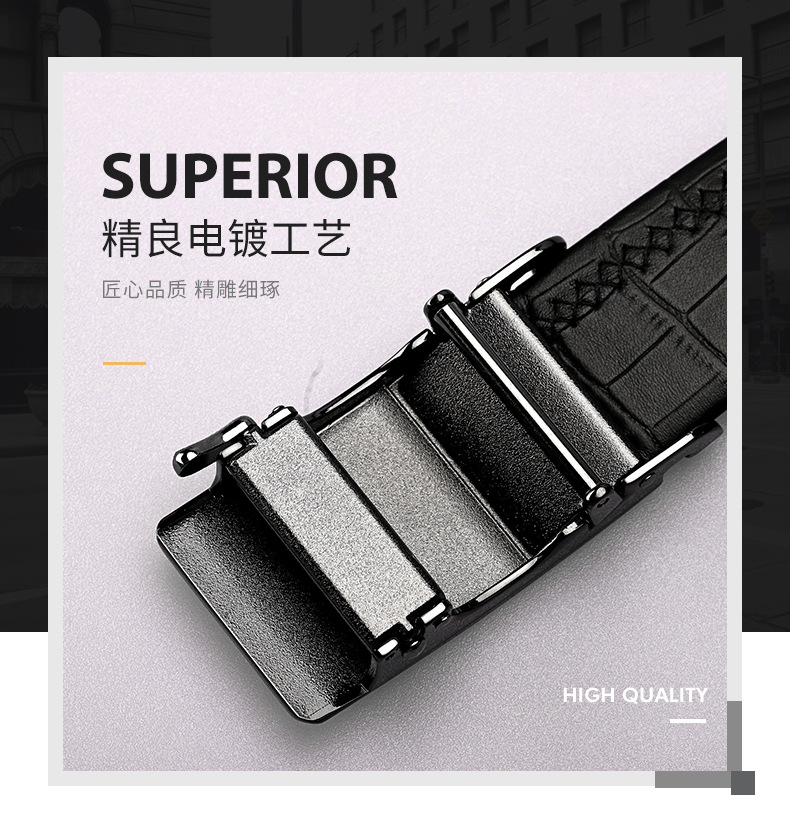 Top-grain Leather Crocodile Pattern Belt Men's Automatic Buckle Genuine Leather Waistband Premium Cowhide Men's Trouser Belt Gift