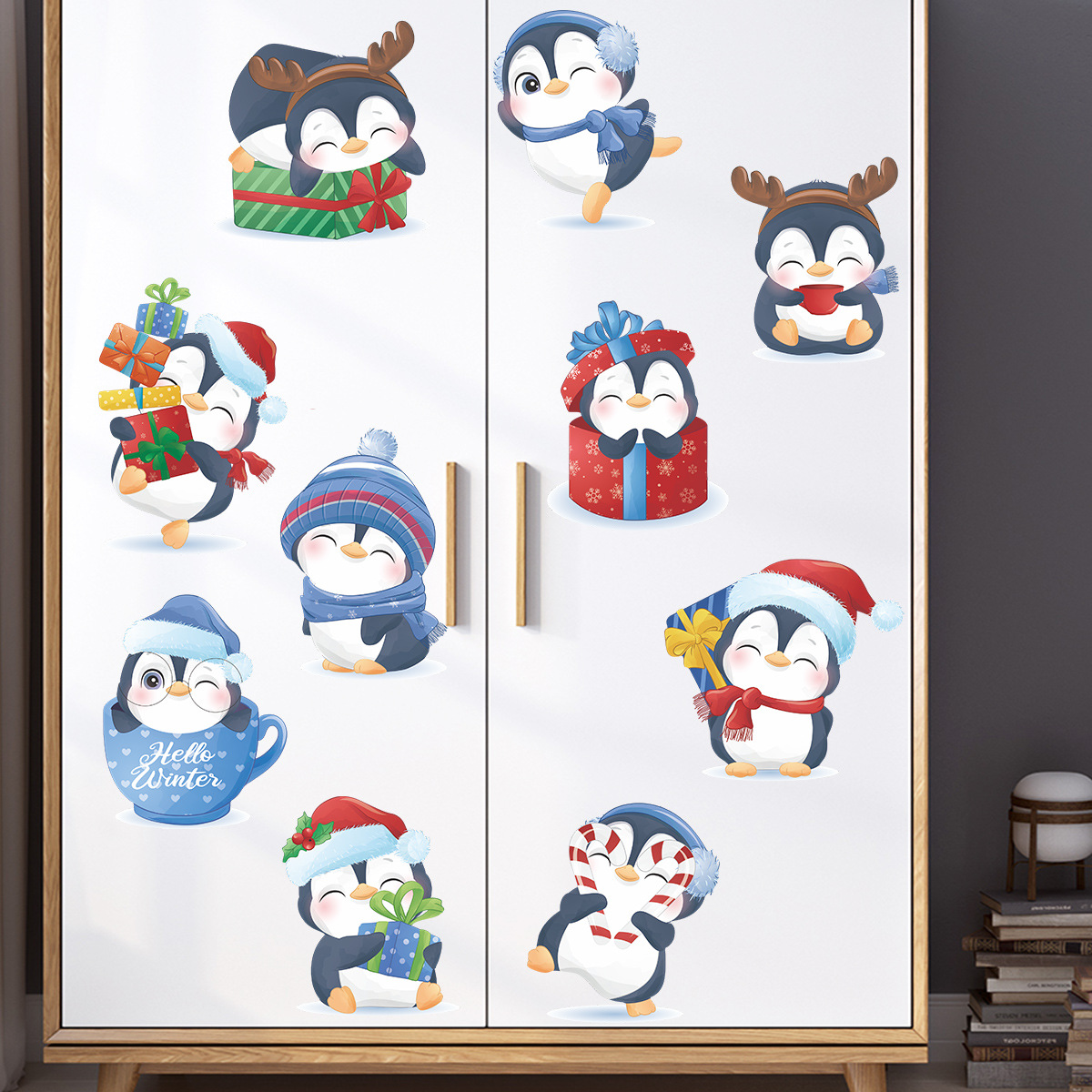 New Cartoon Little Penguin Glass Window Door Wall Sticker Wholesale Nihaojewelry display picture 4