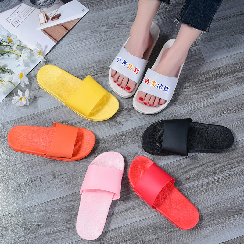 Новый ПВХ мужской и женский бытовой печати логотип текст печати творческий шаблон печати домашние тапочки производитель