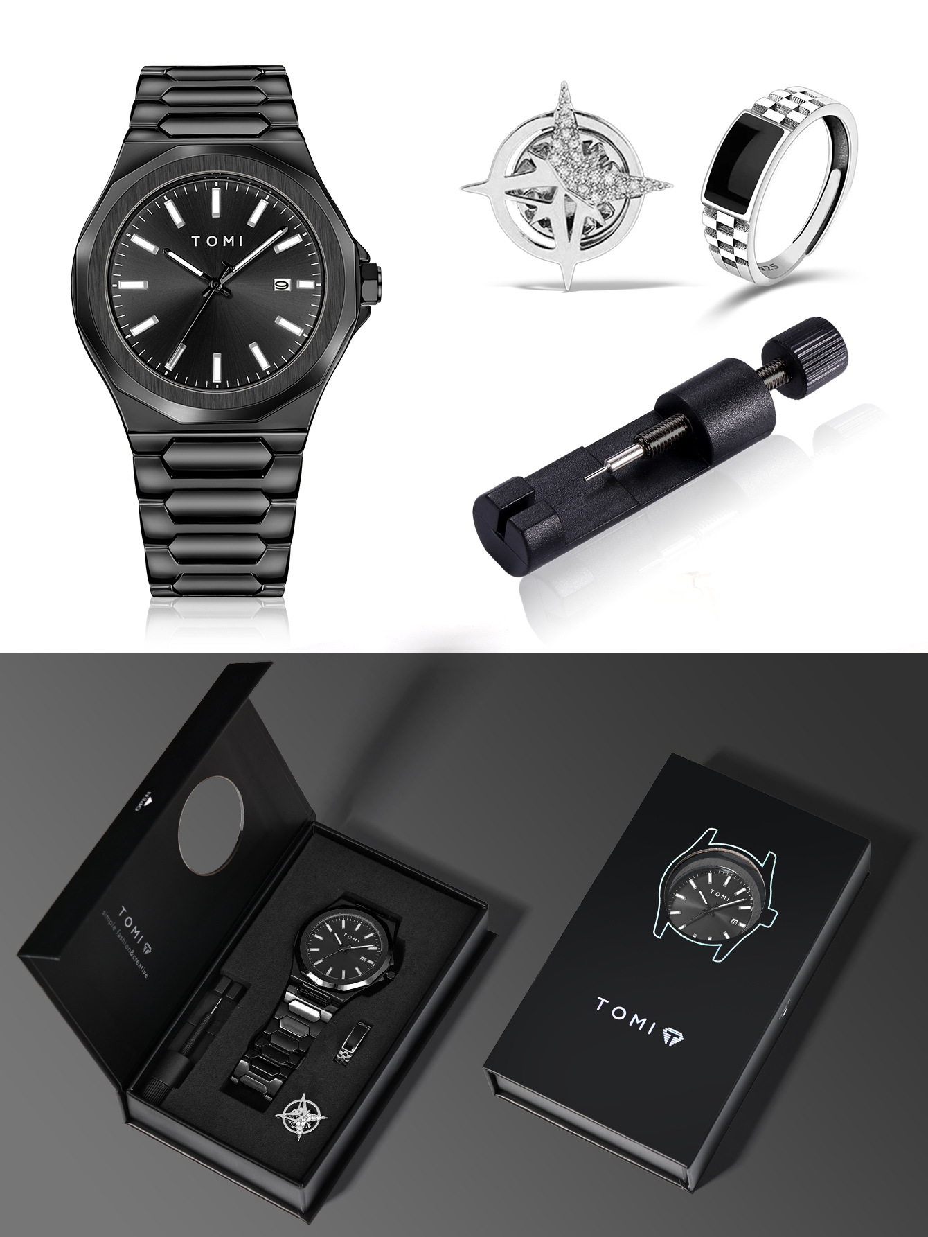 185g Weight Ordinary Glass Mirror Material Alloy Strap Material Watch Classification Pointer Display Type Butterfly Double Snap Buckle Style Round Dial Shape Daily, Formal Occasion Quartz Movement Color Block, Solid Color Pattern All Seasons Season Men's Gender Business Style Business Color Block Solid Color Butterfly Double Snap Quartz Watch Men's Watches 无