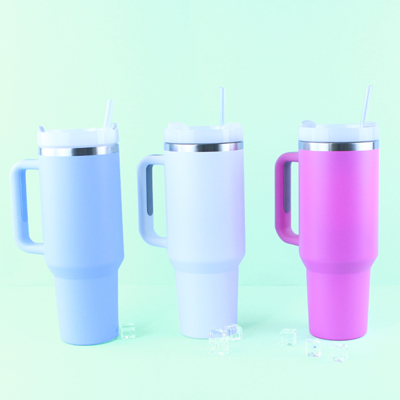 Nuevo acero inoxidable de segunda generación 40oz de gran capacidad taza de coche mango portátil taza de plástico spray coche helado taza transfronteriza
