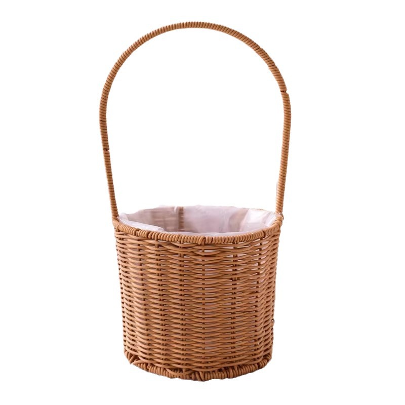 Cestas de flores de huevos de vid de plástico tejidos, flores de luna, flores de mano tejidas, ramo de flores para regalar a una amiga, cesta de flores de mano