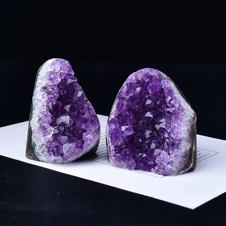 天然彩色晶簇紫水晶簇紫晶镇 紫水晶石矿标 家居消磁风水装饰摆件|undefined