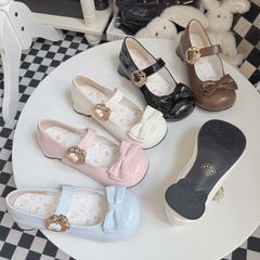 (ハグキャット)キティトーストオリジナル万能可愛いロリータローシューズローヒール小さめラウンドトゥロリータシューズ