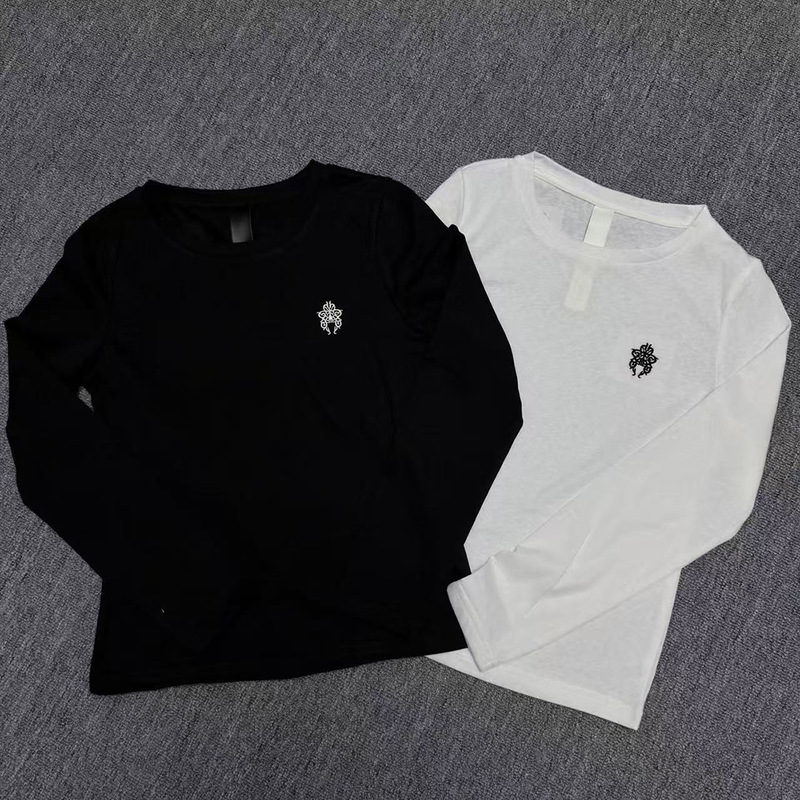 [Authentic version in stock] Ch Croix Micro-Embroidered Sword Cross-Stitch Slim-Fit Women's Long-Sleeve T-Shirt