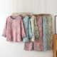 New Cotton Double Layer Yarn-dyed Jacquard Gauze Women's Pajamas Spring and Autumn Thin Seven-point Sleeve Round Neck Home Suit