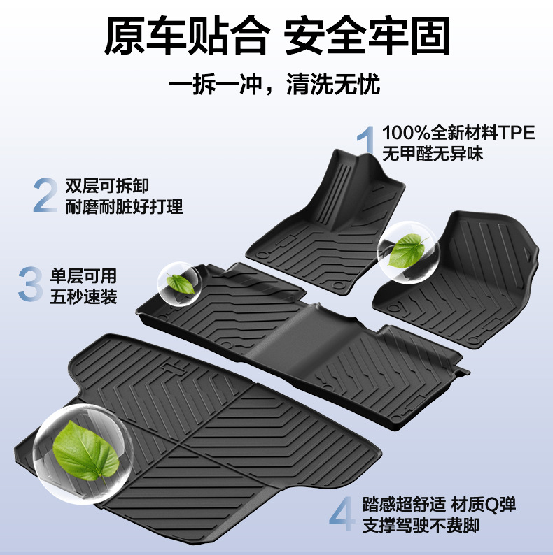 Suitable for Hongqi Eqm5 Floor Mats, Custom-Made Eco-Friendly Tpe Car Floor Mats, Trunk Mat Modification Accessories
