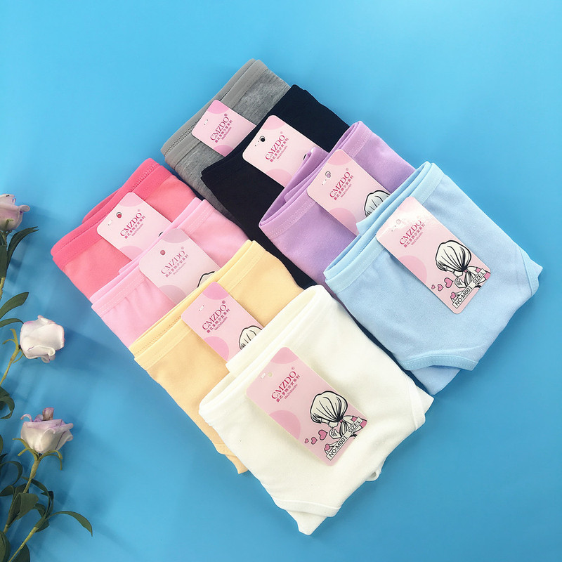 Cute solid color cotton girl's low waist underwear High School junior high school primary school girl's small boxer briefs