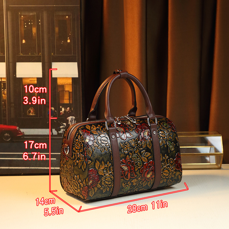New Large Capacity Retro Embossed Handbag For Middle-Aged Mothers Stylish Elegant Versatile Shoulder Bag Women's Luggage_voghion.com