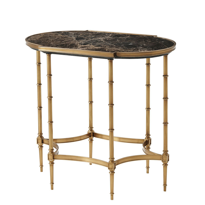 英式新古典異形大理石小茶几亞歷山大銅件邊幾輕奢樣板房角幾家具